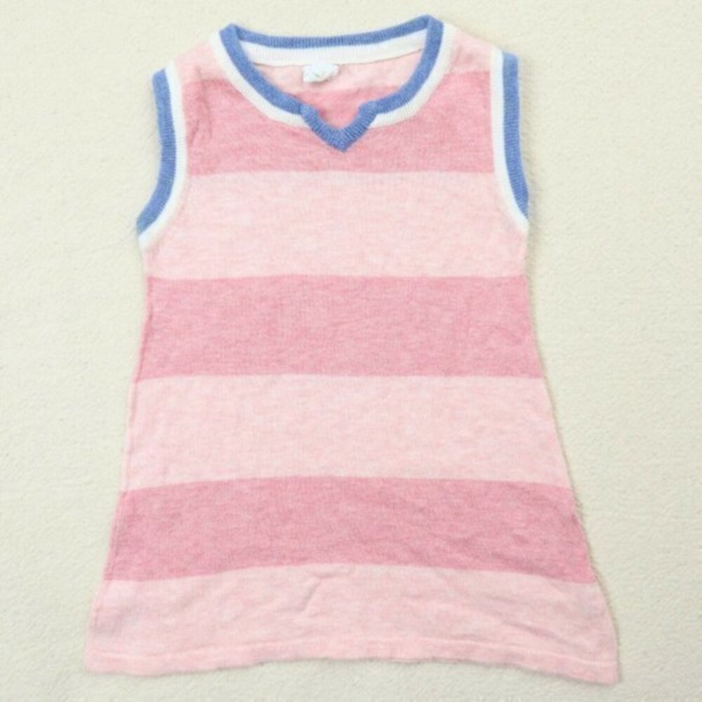 Egg Baby Sweater Dress Size 3-6 Month Susan Lazar Pink Stripes Blue Trim Thin